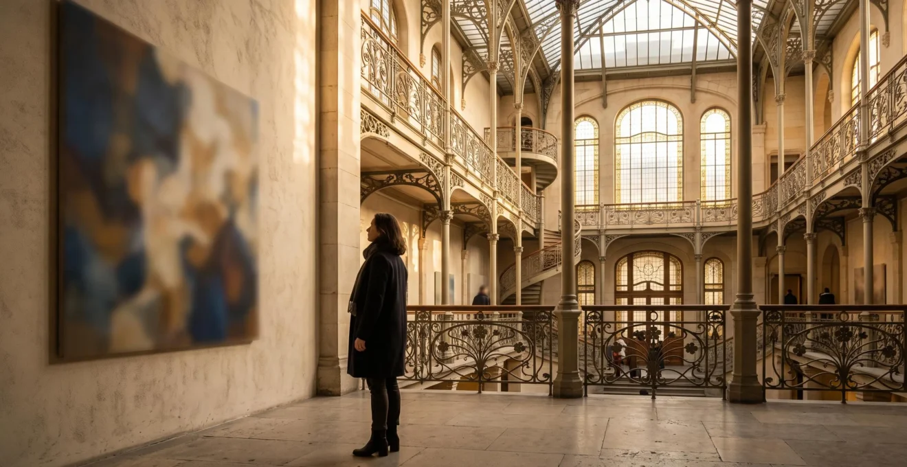 Photographie editoriale symbolisant l'heritage des maitres de l'art moderne dans un cadre museal belge elegant