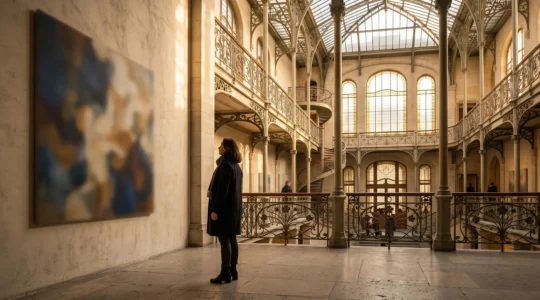 Photographie editoriale symbolisant l'heritage des maitres de l'art moderne dans un cadre museal belge elegant